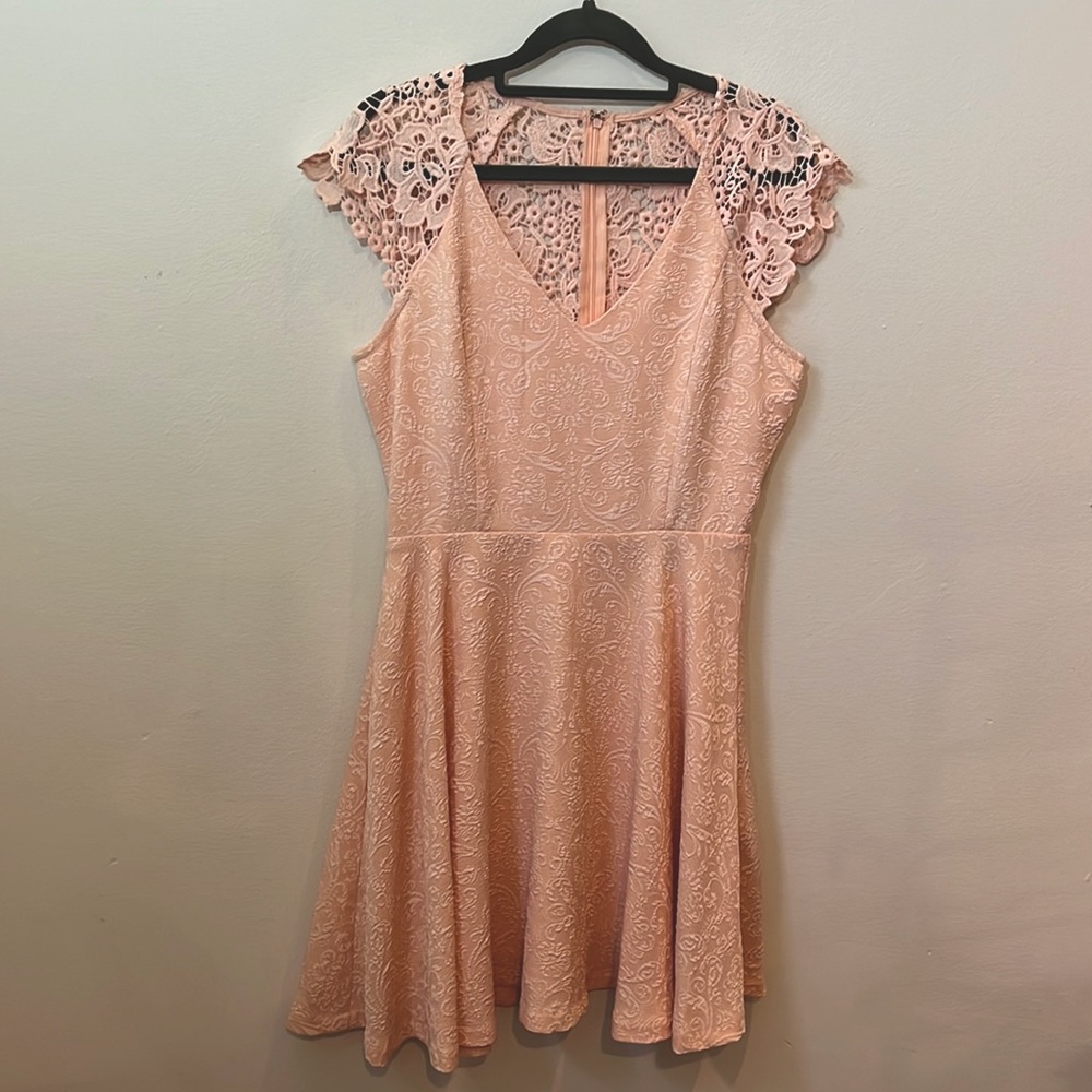 NWT Annabella A-Line Blush Dress with Lace Accents